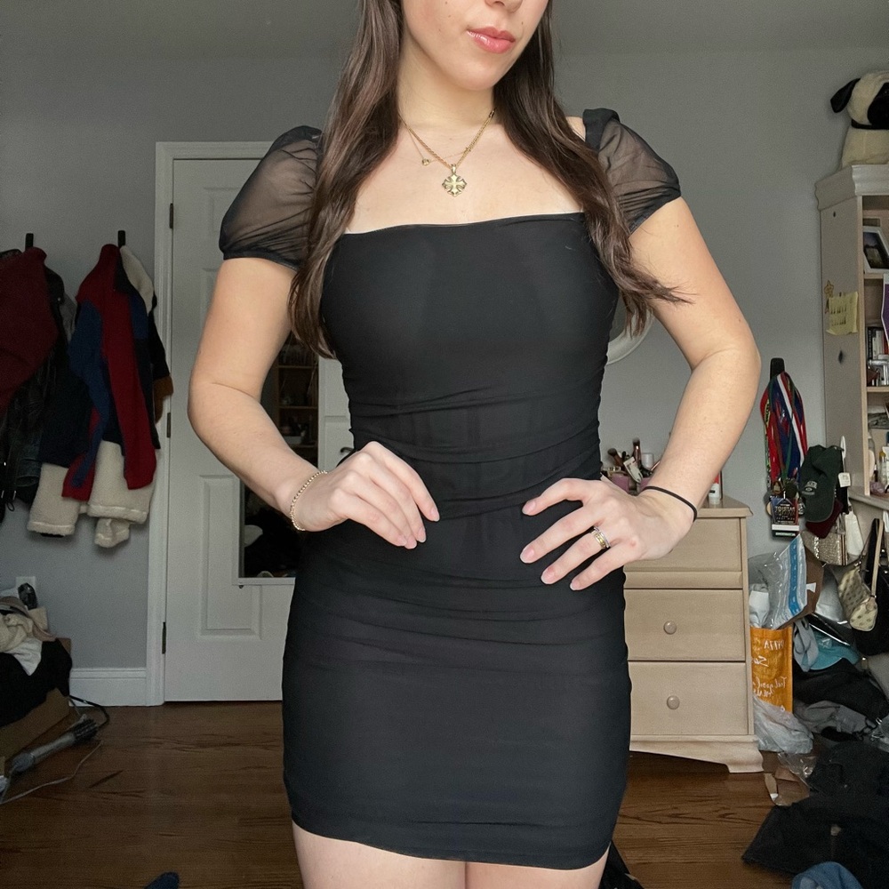 Form fitting mesh black dress from Princess Polly!